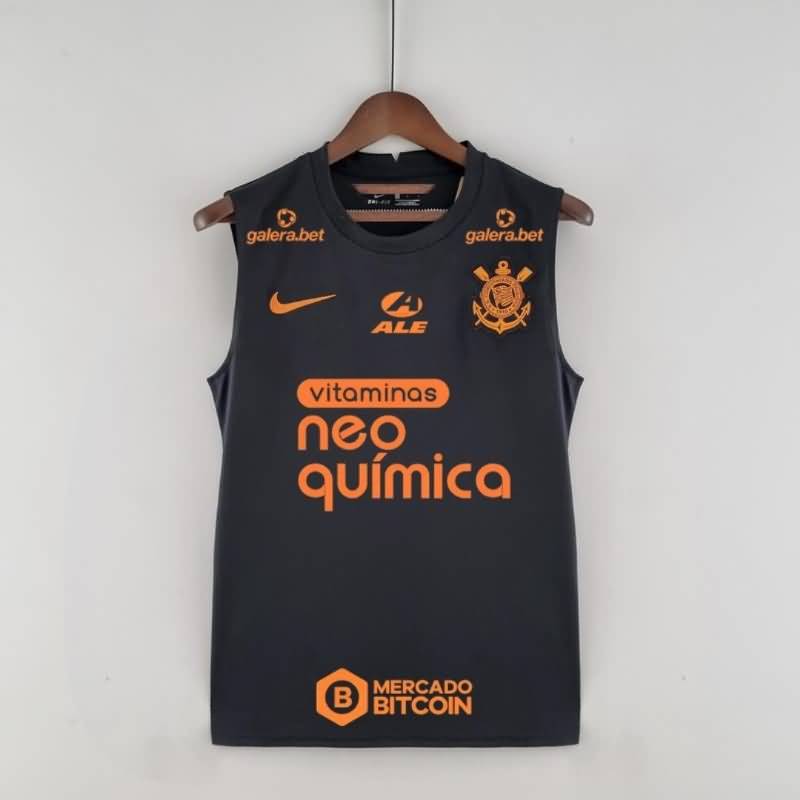 AAA(Thailand) Corinthians 2022 Black Sponsers Vest Soccer Jersey