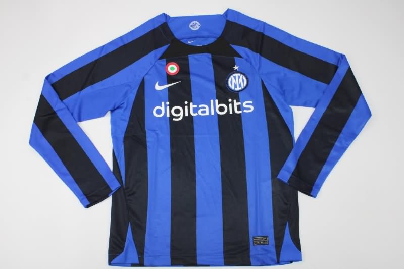 AAA(Thailand) Inter Milan 22/23 Home Long Slevee Soccer Jersey