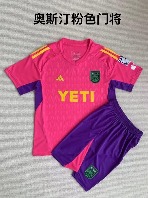 Austin 2023 Kids Goalkeeper Pink Soccer Jersey And Shorts