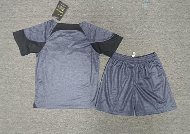 Brazil 2022 Kids Goalkeeper Grey Soccer Jersey And Shorts
