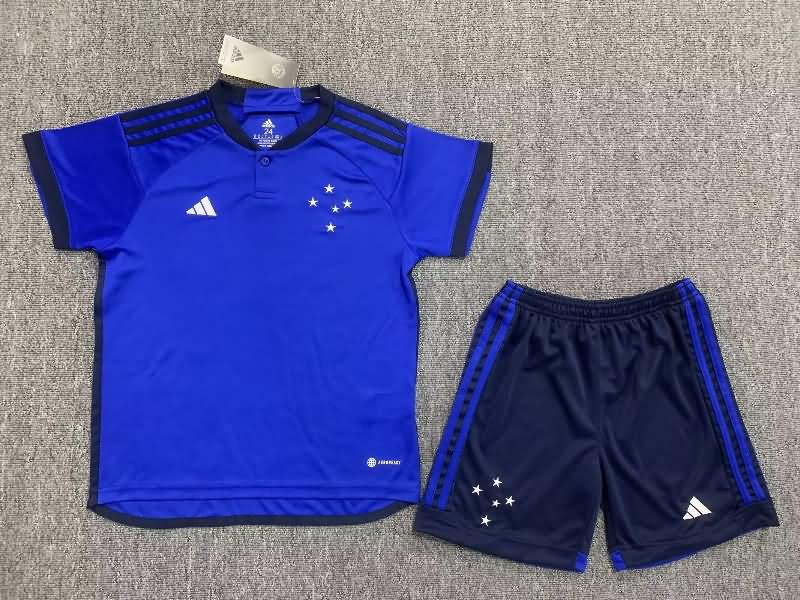 Cruzeiro 2023 Kids Home Soccer Jersey And Shorts