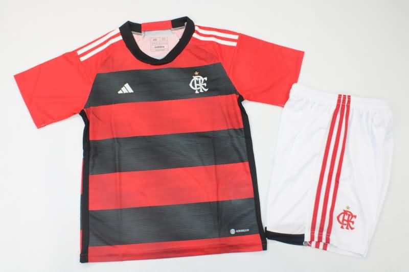 Flamengo 2023 Kids Home Soccer Jersey And Shorts