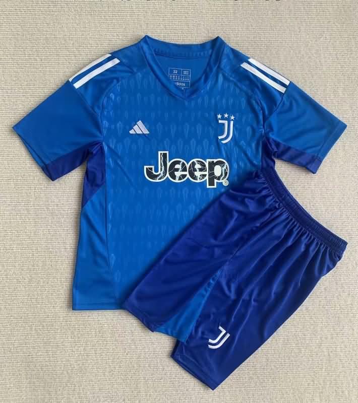 Juventus 23/24 Kids Goalkeeper Blue Soccer Jersey And Shorts