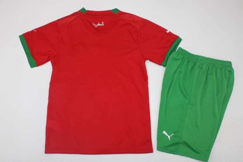 Morocco 2022 Kids Home Soccer Jersey And Shorts