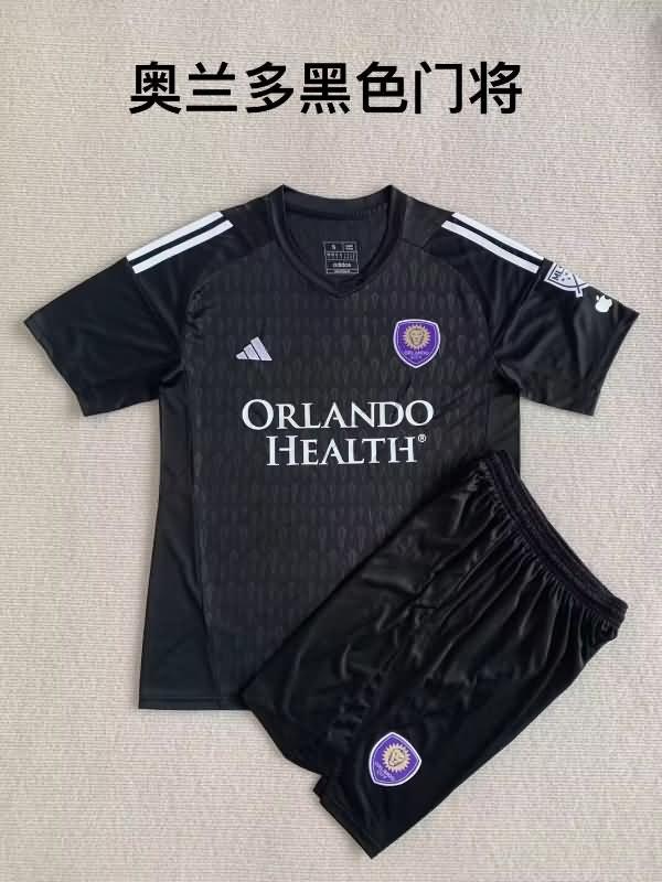 Orlando City 2023 Kids Goalkeeper Black Soccer Jersey And Shorts
