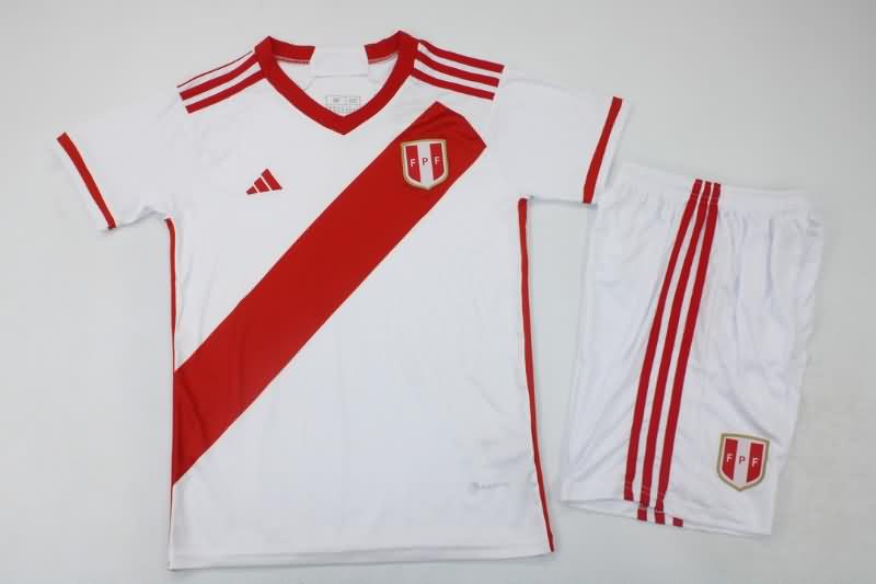 Peru 2023 Kids Home Soccer Jersey And Shorts