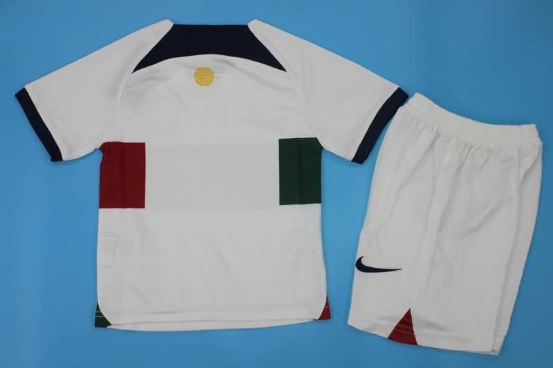 Portugal 2022 Kids Away Soccer Jersey And Shorts