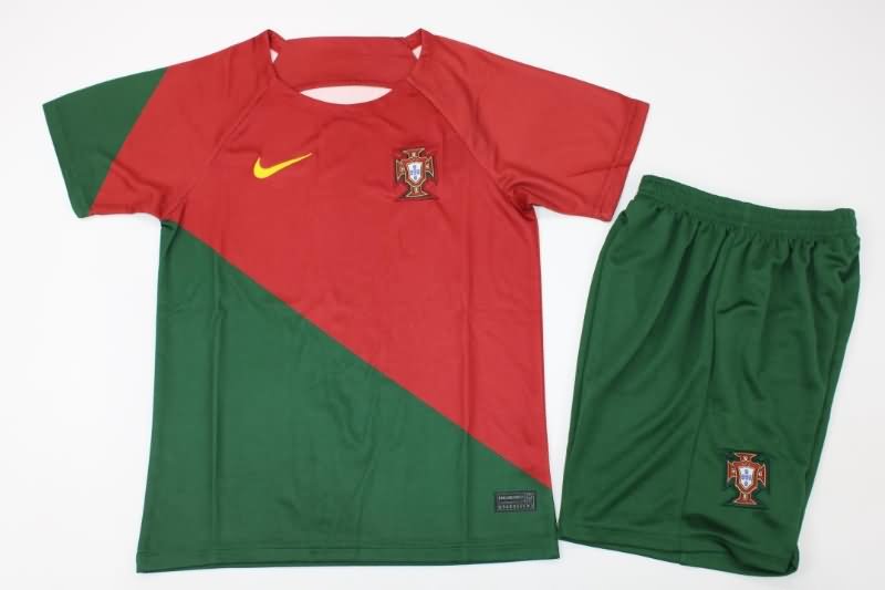 Portugal 2022 Kids Home Soccer Jersey And Shorts