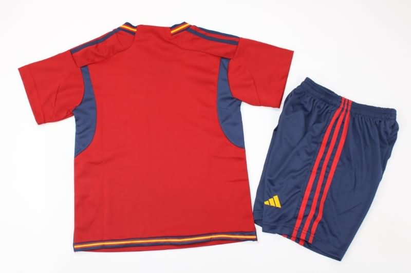 Spain 2022 Kids Home Soccer Jersey And Shorts