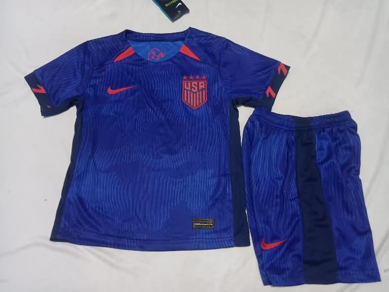 USA 2023 Kids Away Soccer Jersey And Shorts