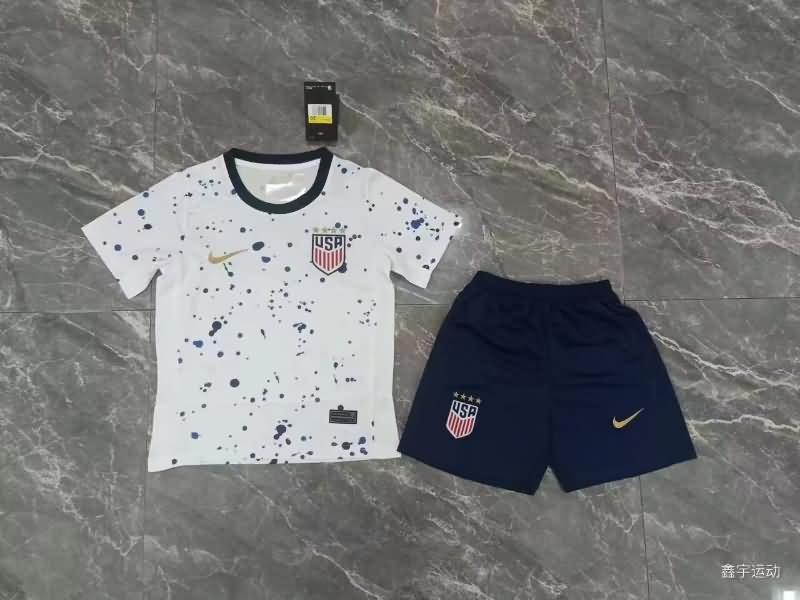 USA 2023 Kids Home Soccer Jersey And Shorts