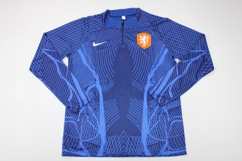 AAA(Thailand) Netherlands 2022 Dark Blue Soccer Tracksuit 02