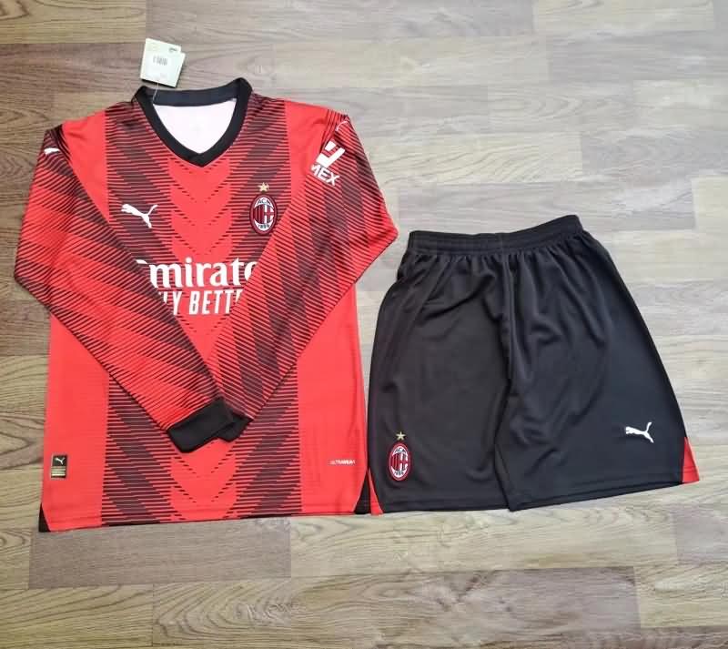 AC Milan 23/24 Home Long Sleeve Soccer Jersey