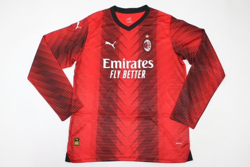 AAA(Thailand) AC Milan 23/24 Home Long Sleeve Soccer Jersey