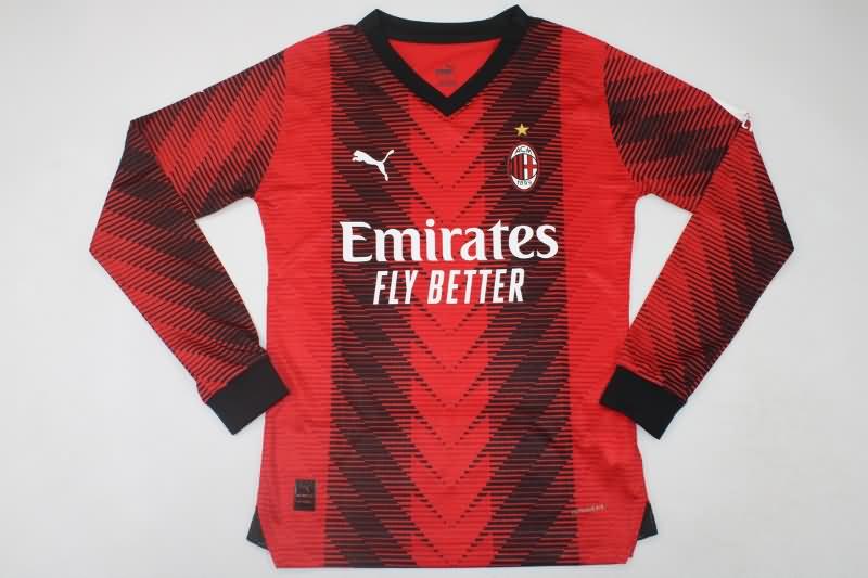 AAA(Thailand) AC Milan 23/24 Home Long Sleeve Soccer Jersey (Player)