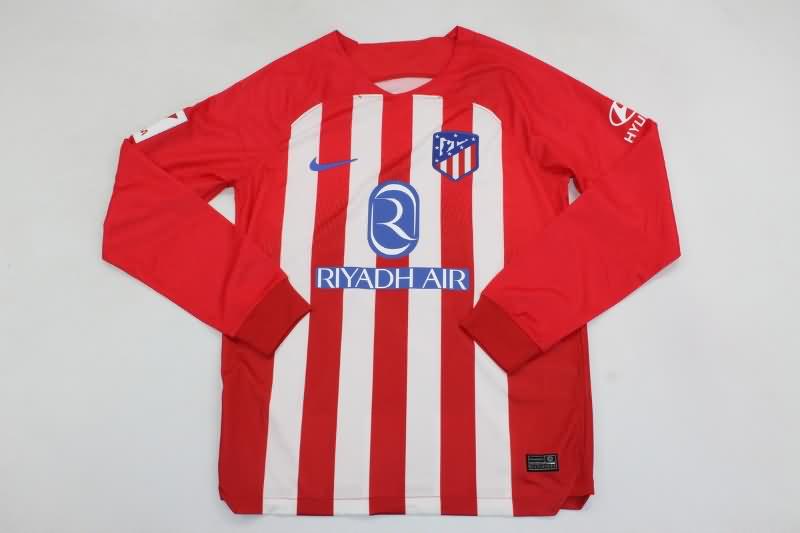 AAA(Thailand) Atletico Madrid 23/24 Home Long Sleeve Soccer Jersey