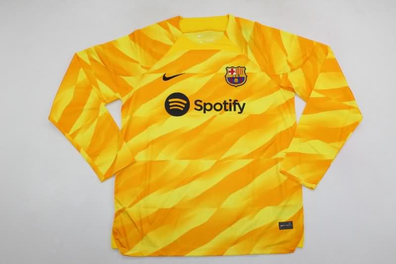 AAA(Thailand) Barcelona 23/24 Goalkeeper Yellow Long Sleeve Soccer Jersey