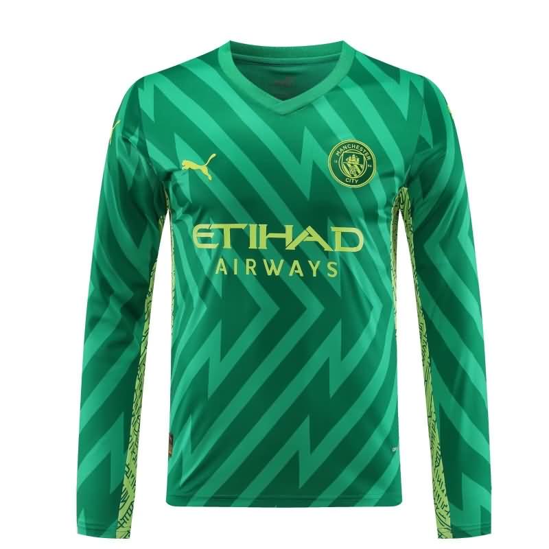 AAA(Thailand) Manchester City 23/24 Goalkeeper Green Long Sleeve Soccer Jersey 02