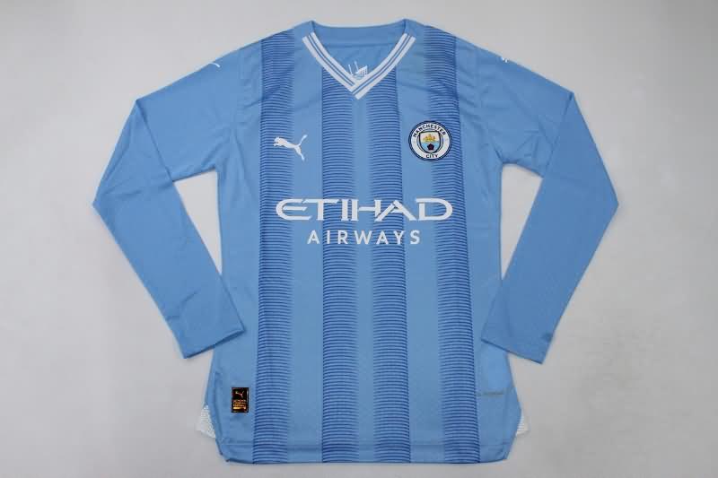 AAA(Thailand) Manchester City 23/24 Home Long Sleeve Soccer Jersey (Player)