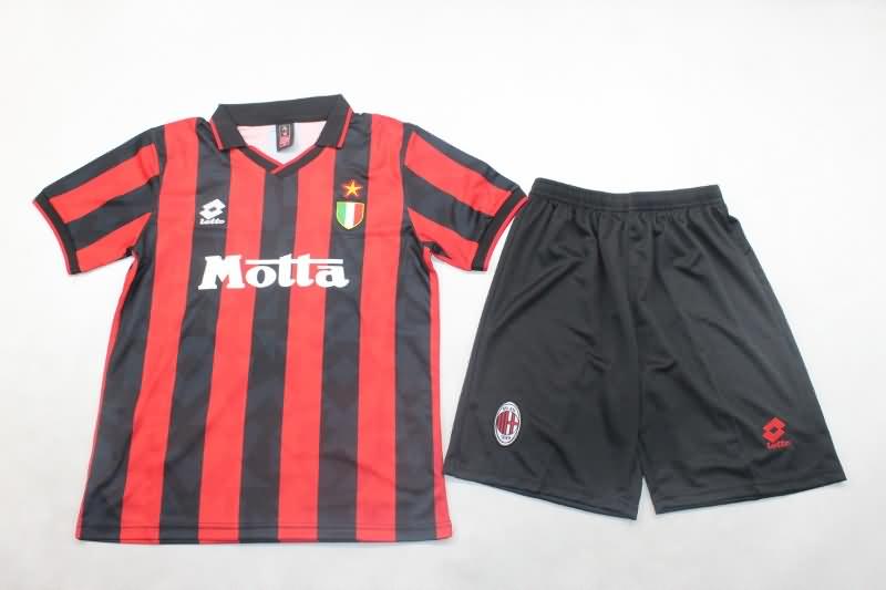 AC Milan 1993/94 Kids Home Soccer Jersey And Shorts