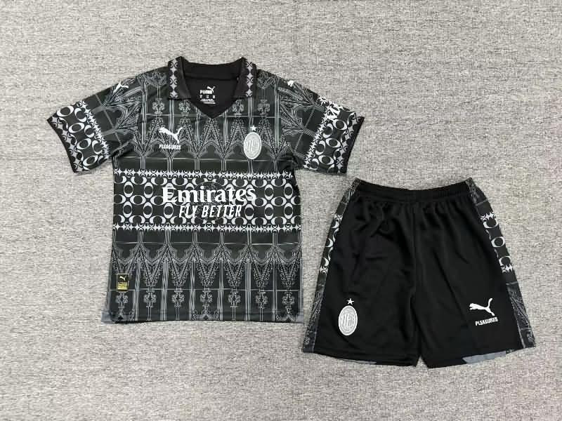 AC Milan 23/24 Kids Fourth Black Soccer Jersey And Shorts