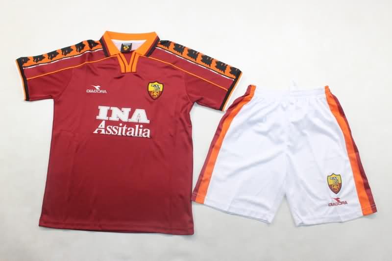 AS Roma 1998/99 Kids Home Soccer Jersey And Shorts