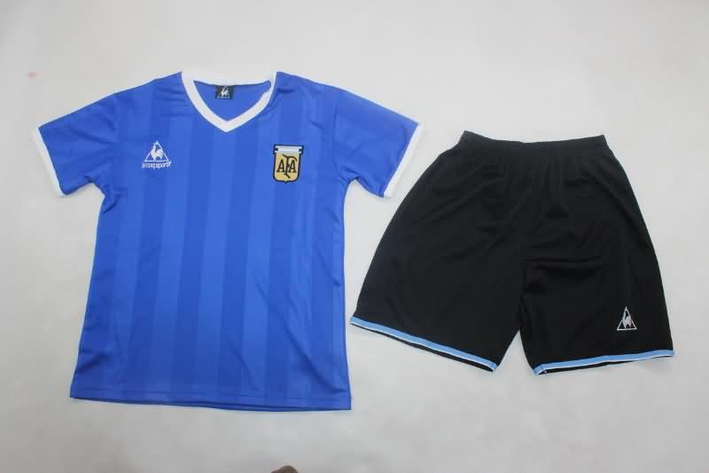 Argentina 1986 Kids Away Soccer Jersey And Shorts
