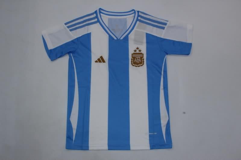 Argentina 2023/24 Kids Home Soccer Jersey And Shorts