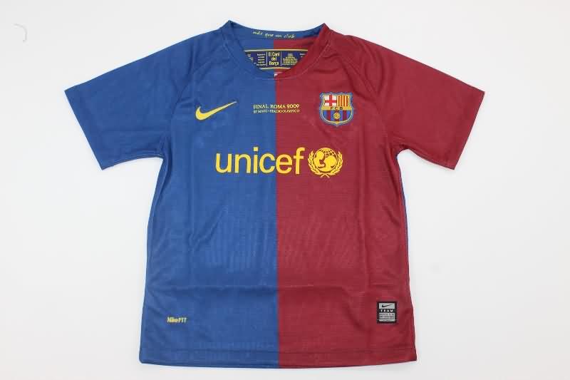 Barcelona 2008/09 Kids Home Final Soccer Jersey And Shorts