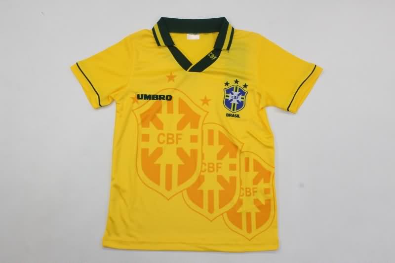 Brazil 1994 Kids Home Soccer Jersey And Shorts