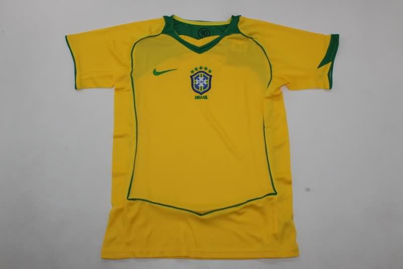 Brazil 2004 Kids Home Soccer Jersey And Shorts