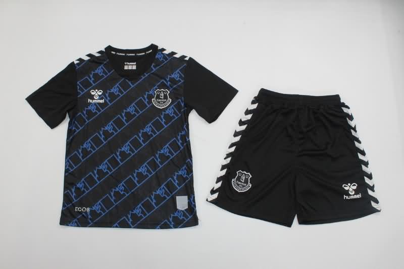 Everton 23/24 Kids Goalkeeper Black Soccer Jersey And Shorts