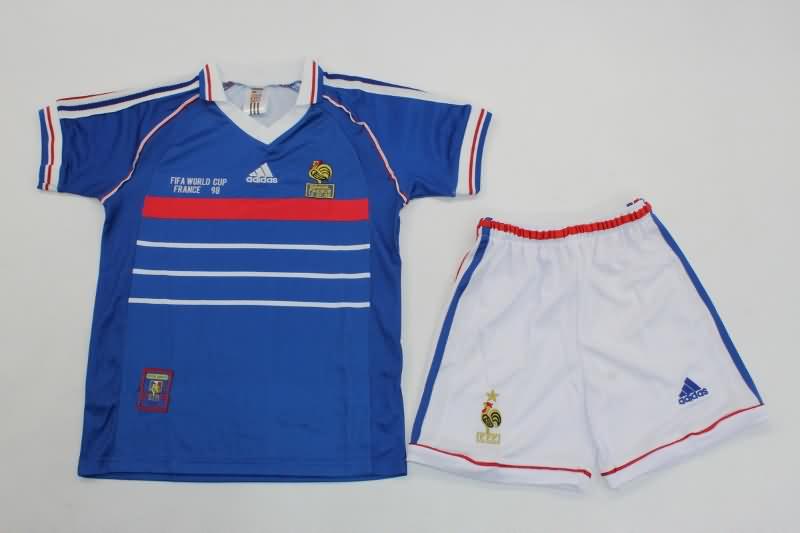 France 1998 Kids Home Soccer Jersey And Shorts