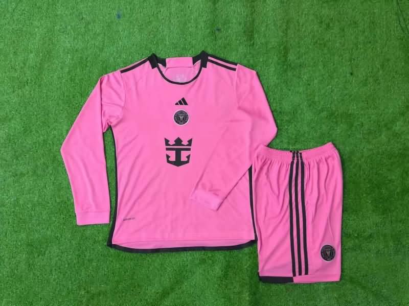 Inter Miami 2024 Kids Home Long Sleeve Soccer Jersey And Shorts