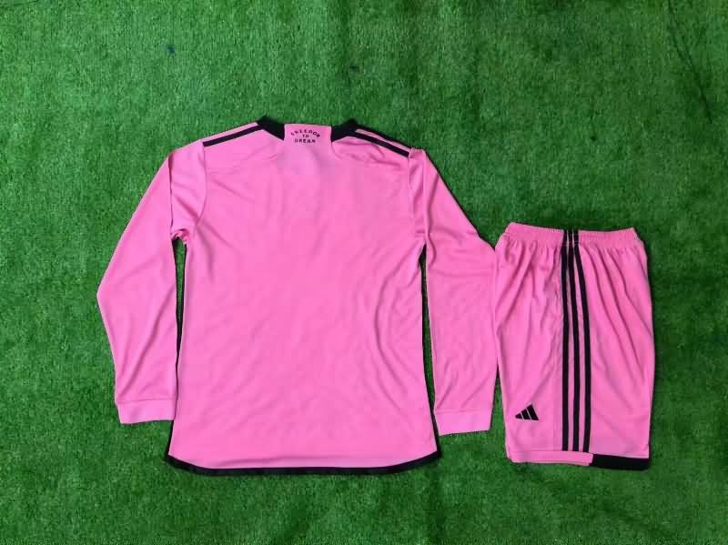 Inter Miami 2024 Kids Home Long Sleeve Soccer Jersey And Shorts