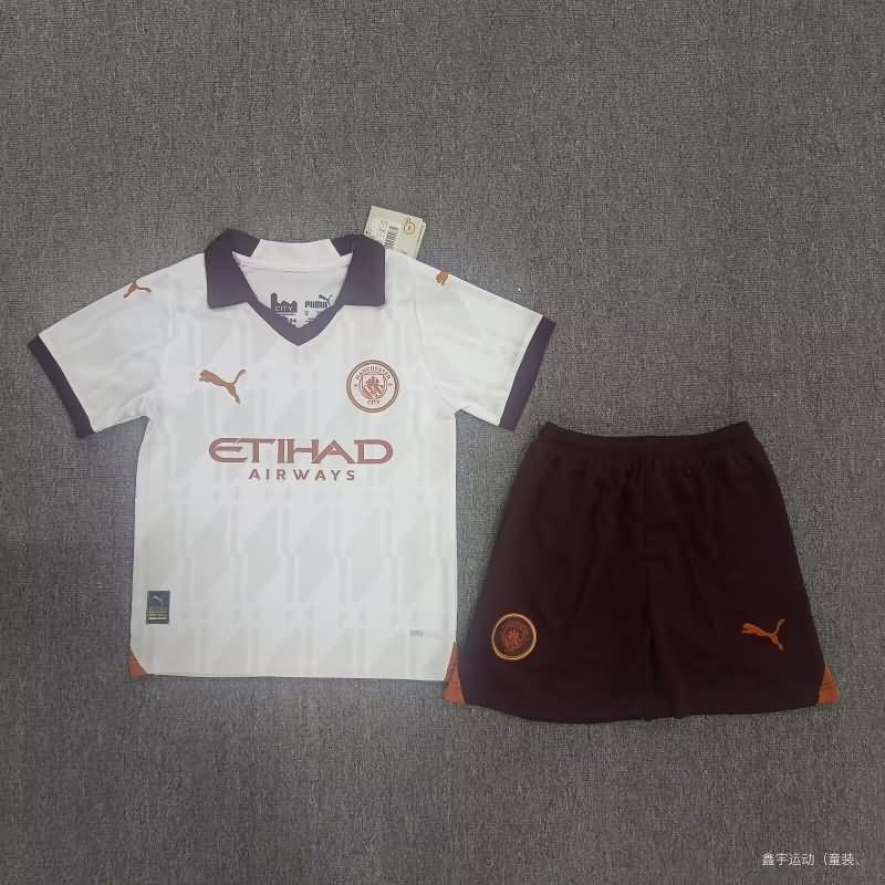 Manchester City 23/24 Kids Away Soccer Jersey And Shorts