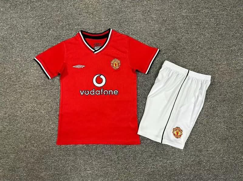 Manchester United 2000/02 Kids Home Soccer Jersey And Shorts