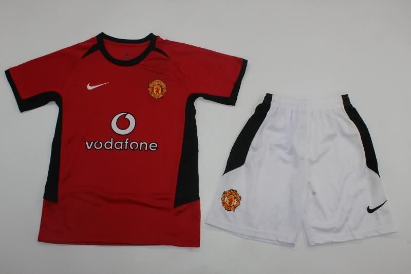 Manchester United 2002/04 Kids Home Soccer Jersey And Shorts