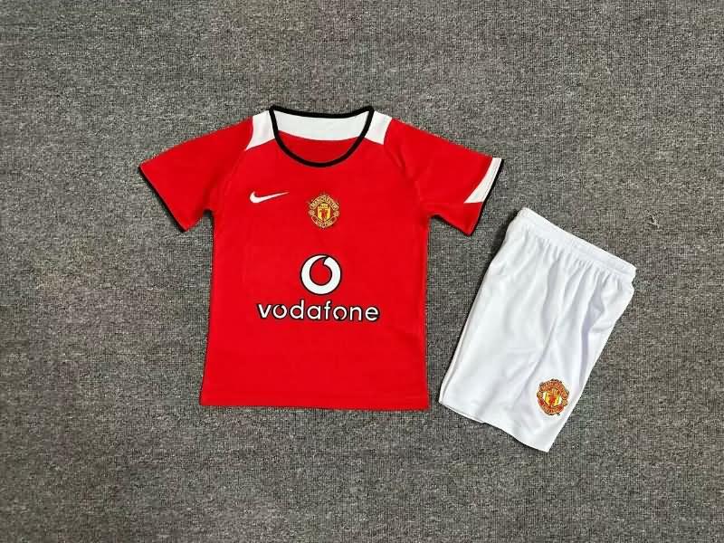 Manchester United 2004/06 Kids Home Soccer Jersey And Shorts