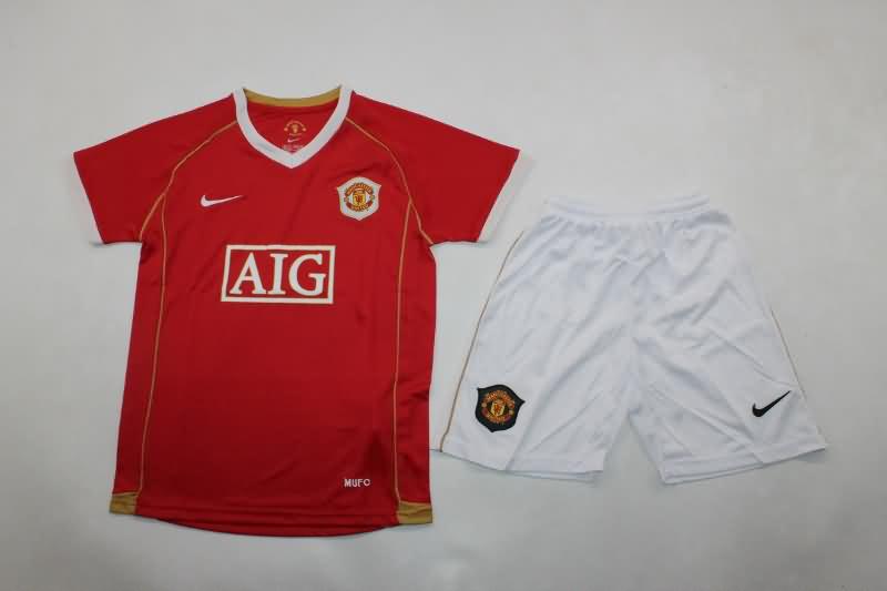 Manchester United 2006/07 Kids Home Soccer Jersey And Shorts