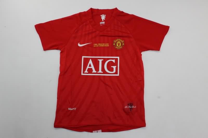 Manchester United 2007/08 Kids Home Final Soccer Jersey And Shorts