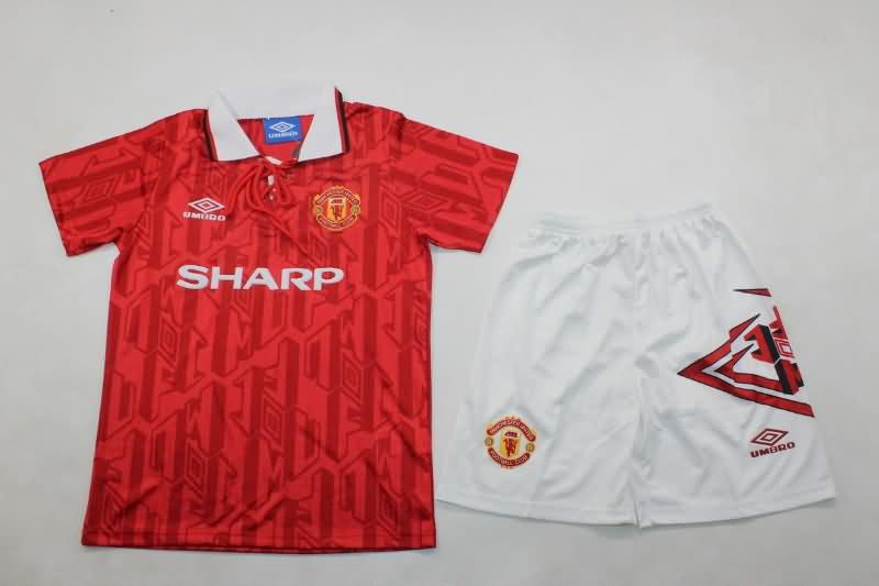 Manchester United 1992/94 Kids Home Soccer Jersey And Shorts