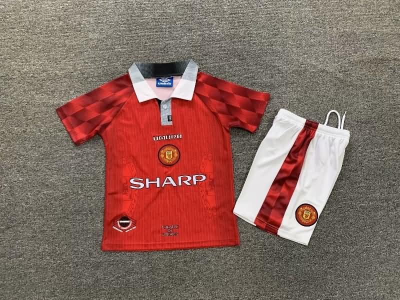 Manchester United 1996/98 Kids Home Soccer Jersey And Shorts