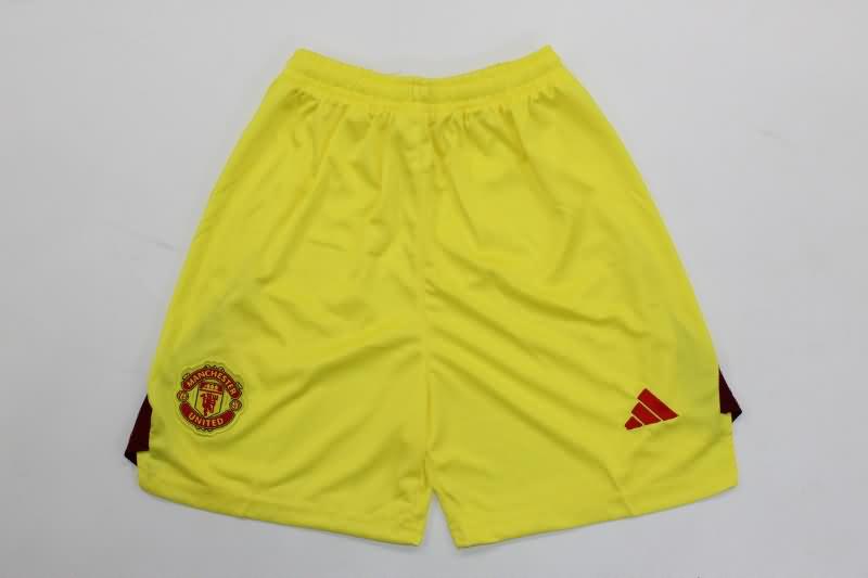 Manchester United 23/24 Kids Goalkeeper Yellow Soccer Jersey And Shorts
