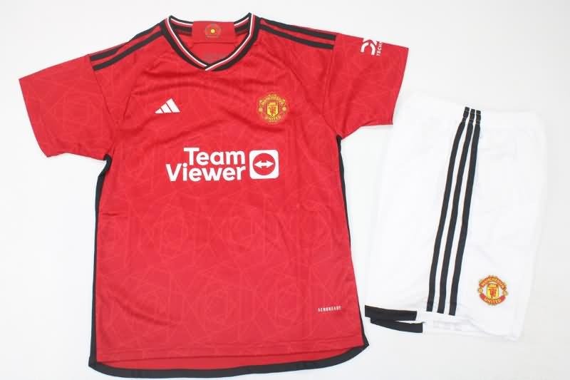 Manchester United 23/24 Kids Home Soccer Jersey And Shorts