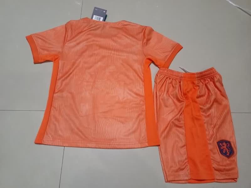 Netherlands 2023 Kids Home Soccer Jersey And Shorts