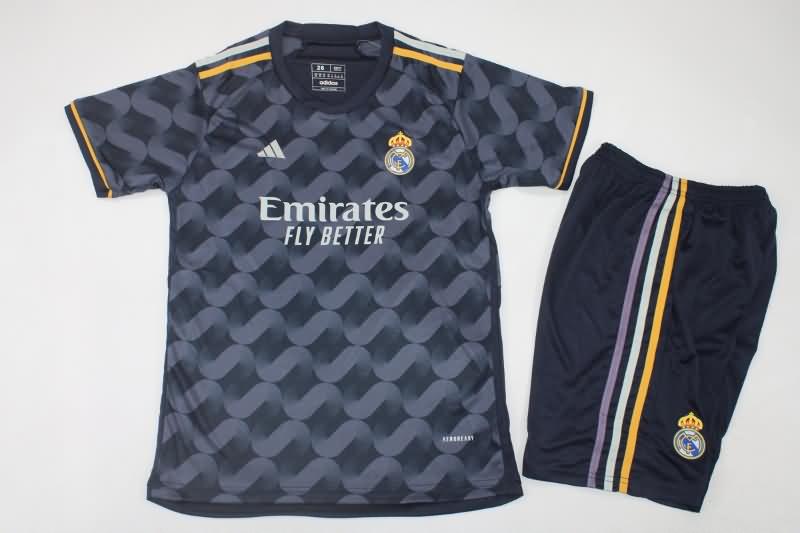 Real Madrid 23/24 Kids Away Soccer Jersey And Shorts