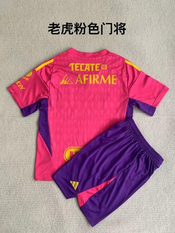 Tigres UANL 23/24 Kids Goalkeeper Pink Soccer Jersey And Shorts