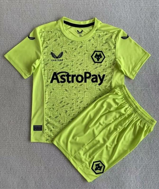 Wolves 23/24 Kids Goalkeeper Green Soccer Jersey And Shorts