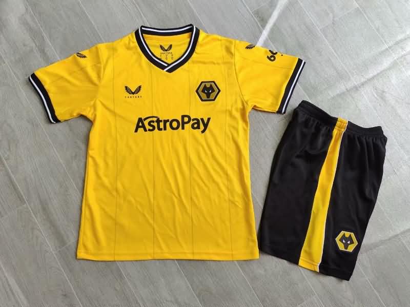 Wolves 23/24 Kids Home Soccer Jersey And Shorts